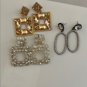 Source Unknown Gold and Silver Statement Earrings